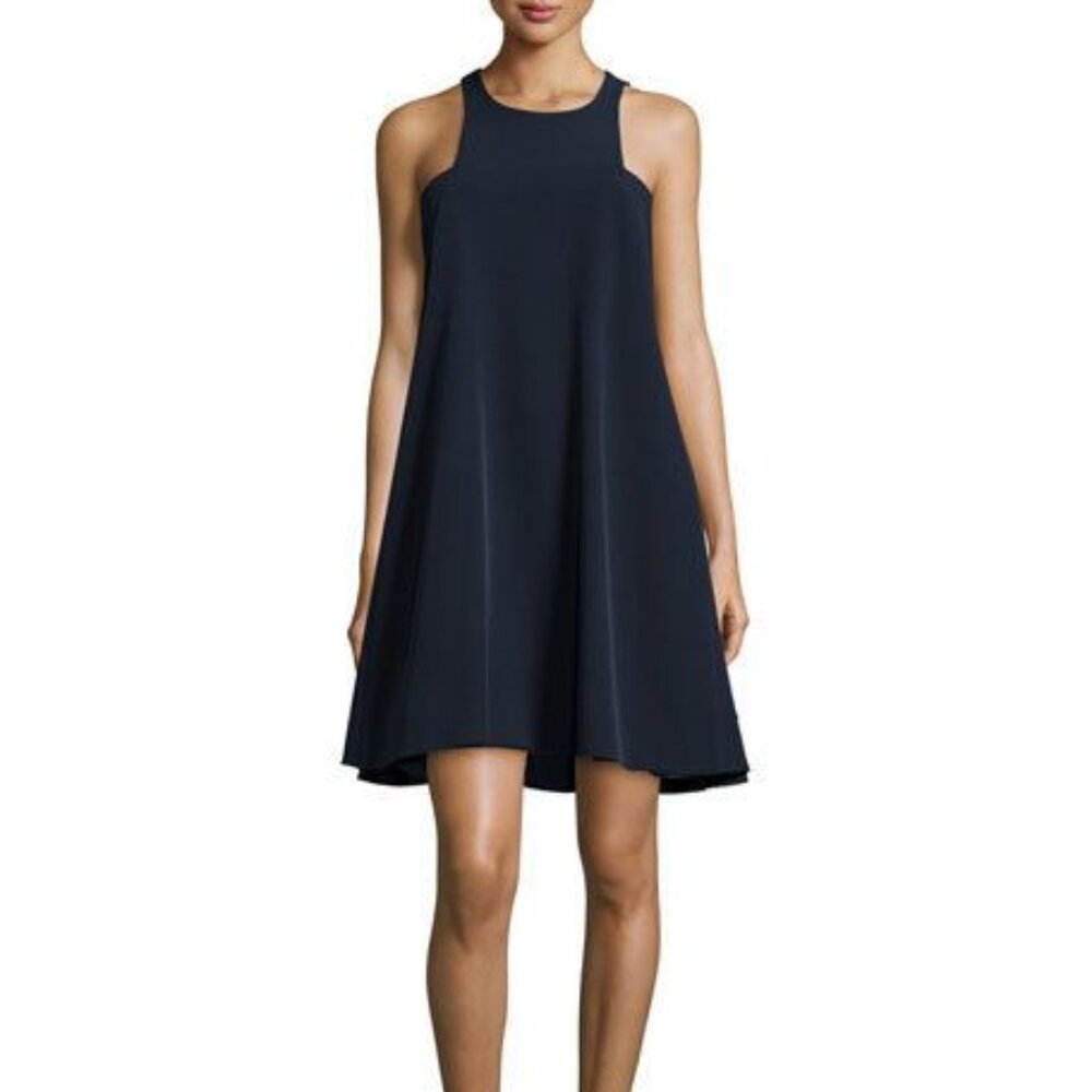 Milly Cady Mini Trapeze Dress Minimalist Quiet Luxury Cocktail Asymmetric Pocket
